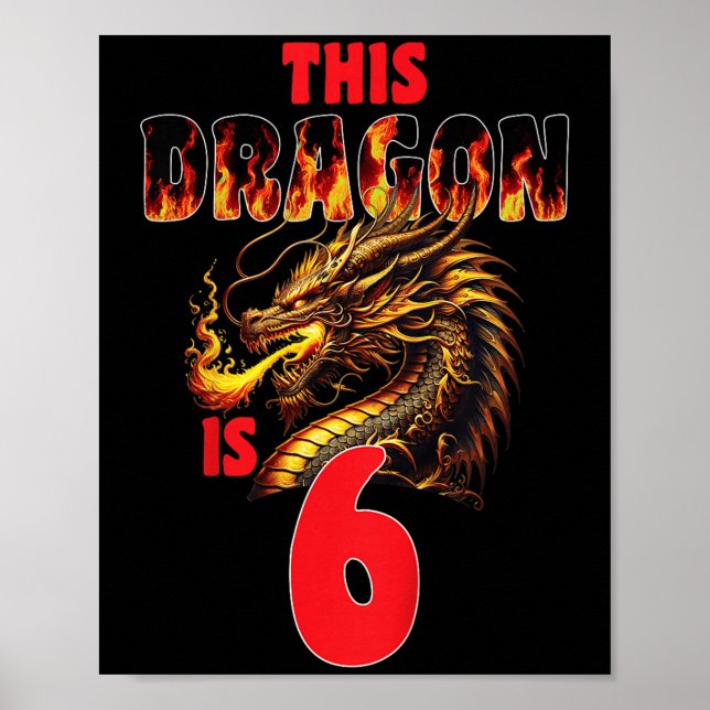 Affiche Imaginaire Dragon Thème Pour Enfants À 6 Anniversa (Devant)