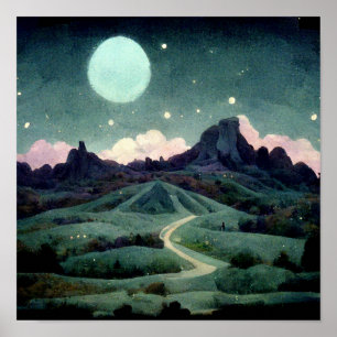 Affiche Imaginaire du paysage lunaire
