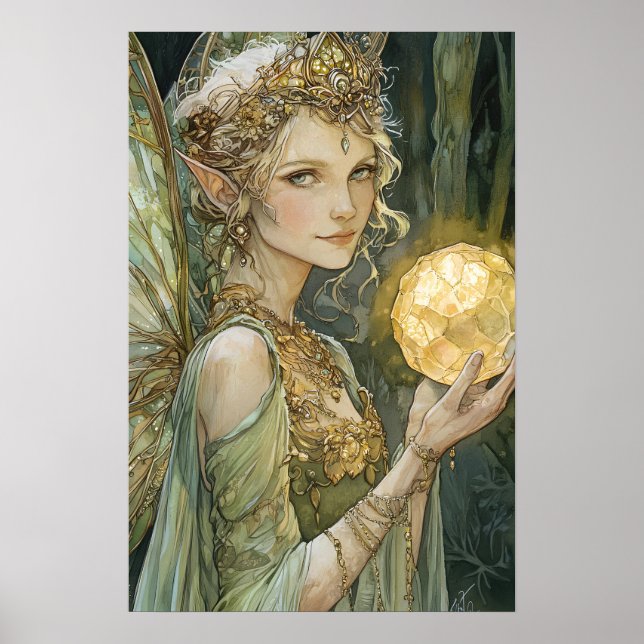 Affiche Imaginaire Fairy Enchanted Crystal Ball Art mur (Devant)