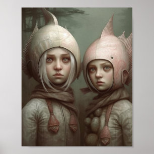 Affiche Imaginaire Fairy Tale Enfants Avec Casquettes De P