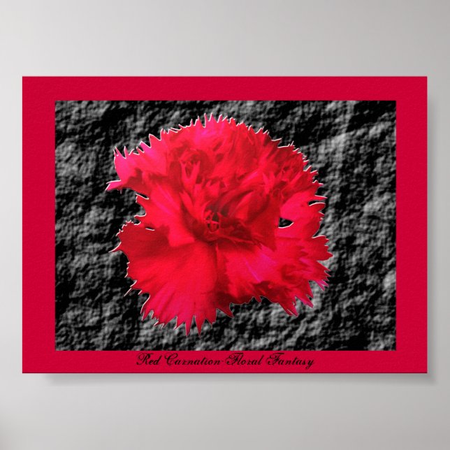 Affiche Imaginaire Floral Carnation Rouge (Devant)