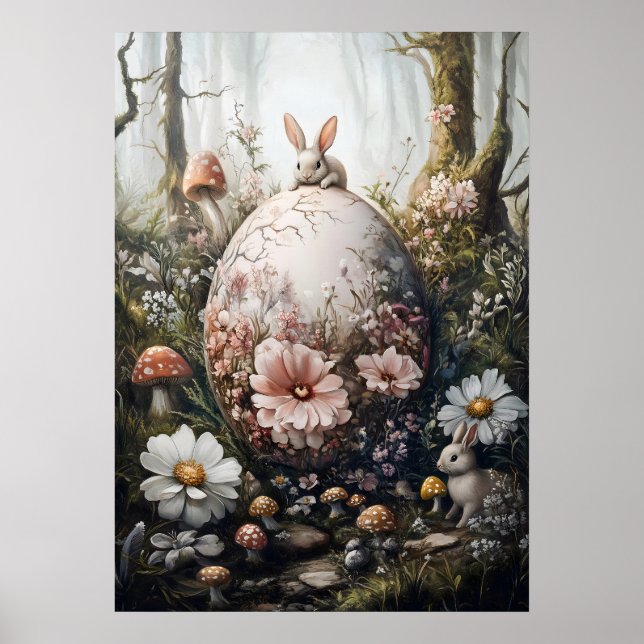 Affiche Imaginaire Forêt Nature Oeuf géant Mur Art (Devant)