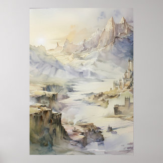 Affiche Imaginaire Forteresse de la falaise surplombant la