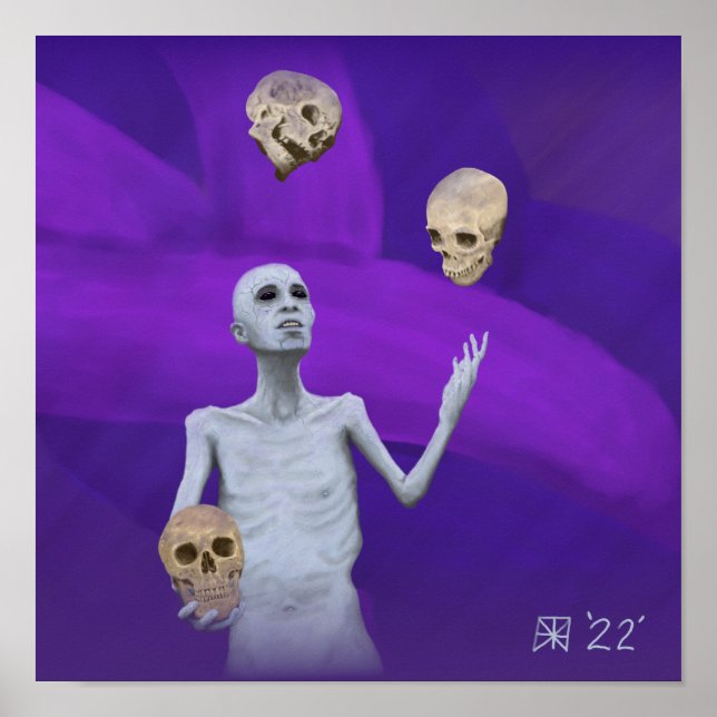 Affiche Imaginaire Jongleur crâne Juonges Mur Art Imprimer (Devant)