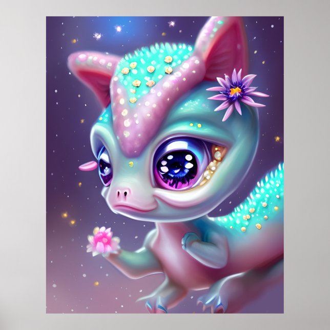 Affiche Imaginaire Kawaii adorable et mignon bébé dinosaur (Devant)