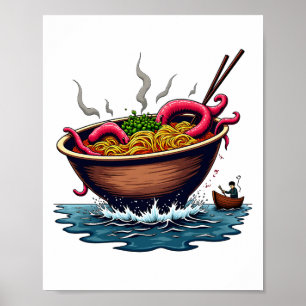 Affiche Imaginaire Kraken Ramen Monster Bowl