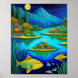 Affiche Imaginaire Lake Fish Art