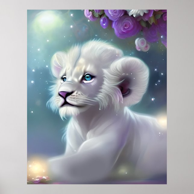 Affiche Imaginaire Lion Bébé Blanc (Devant)
