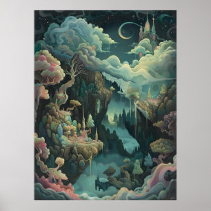 Affiche imaginaire magique paysage mystère magique imprime