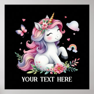 Affiche Imaginaire mignon amoureux de licorne ajouter du t