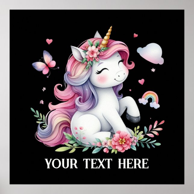 Affiche Imaginaire mignon amoureux de licorne ajouter du t (Devant)