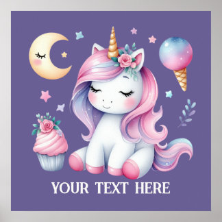 Affiche Imaginaire mignon amoureux de licorne ajouter du t