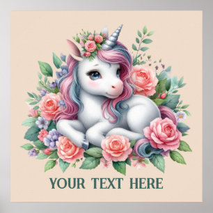 Affiche Imaginaire mignon amoureux de licorne ajouter du t