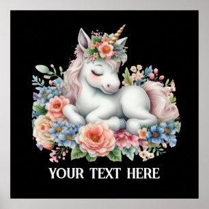Affiche Imaginaire mignon amoureux de licorne ajouter du t