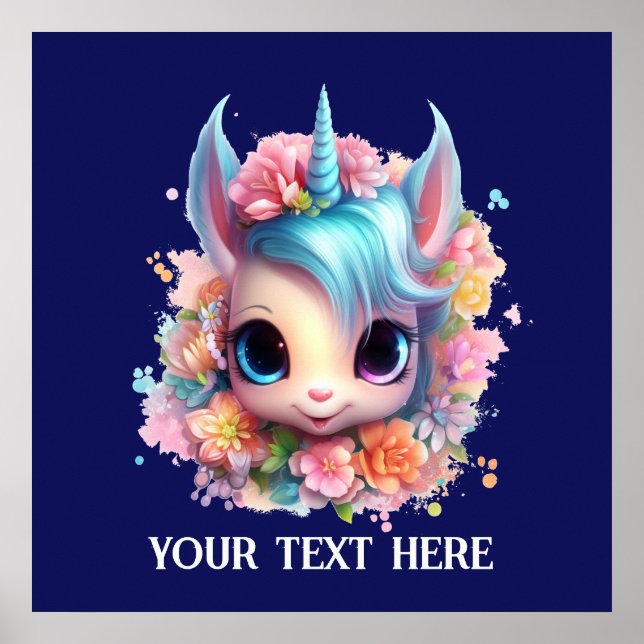 Affiche Imaginaire mignon amoureux de licorne ajouter du t (Devant)