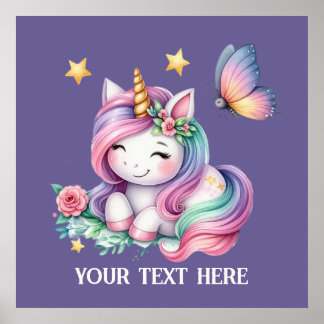 Affiche Imaginaire mignon amoureux de licorne ajouter du t