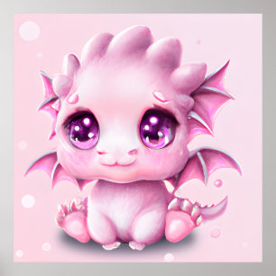 Affiche Imaginaire mignon et adorable Pink Baby Chibi
