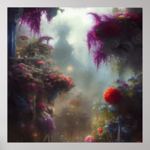 Affiche Imaginaire Misty Rainy Magical Garden Paysage