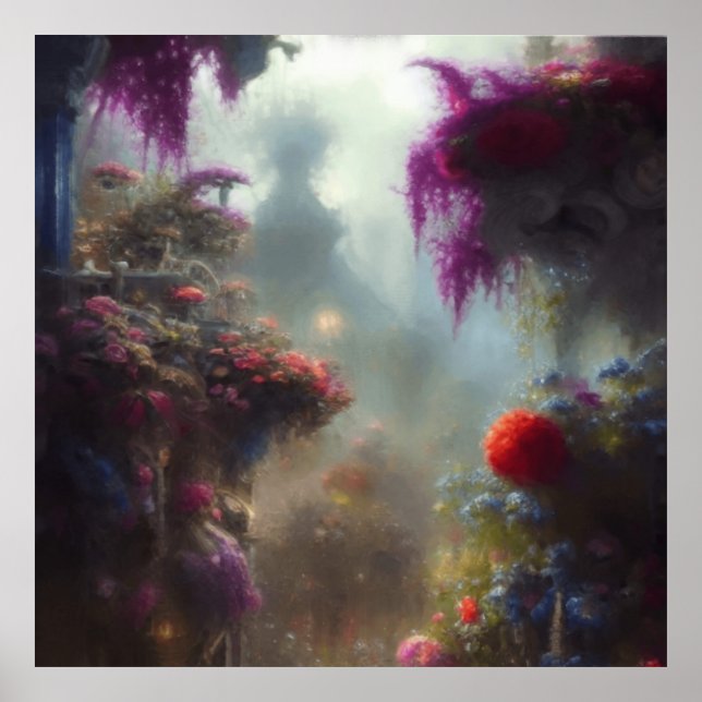 Affiche Imaginaire Misty Rainy Magical Garden Paysage (Devant)