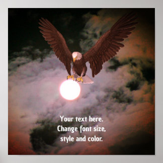 Affiche Imaginaire Pleine lune d'aigle à tête blanche Ajou