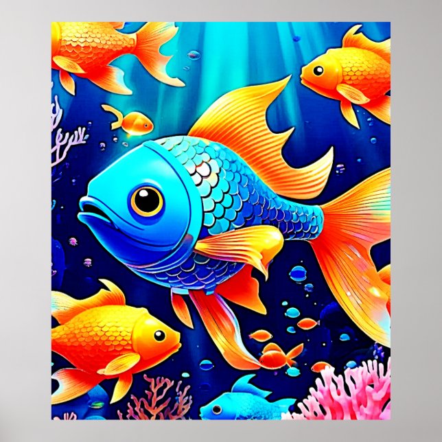 Affiche Imaginaire Poisson Conception de nage (Devant)