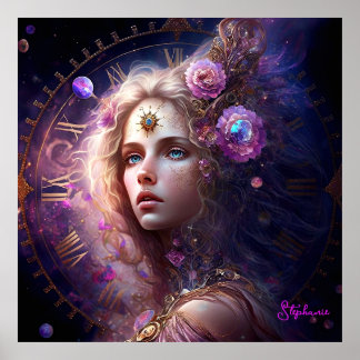 Affiche Imaginaire Princesse Fleurs violettes