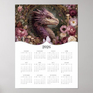 Affiche imaginaire Purple Dragon Art 2026 Calendrier de l'