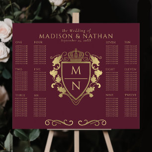 Affiche Imaginaire royal rouge Monogramme Mariage Siège