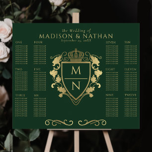 Affiche Imaginaire royal vert Monogramme Mariage Siège