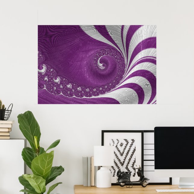 Affiche Imaginaire strié psychédélique violet et vortex bl (Bureau à domicile)