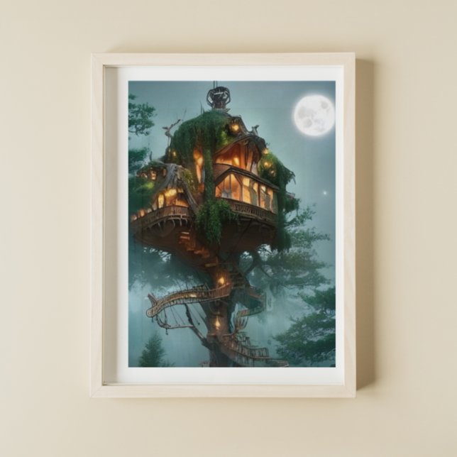 Affiche Imaginaire Tree House Artwork numérique (Créateur téléchargé)