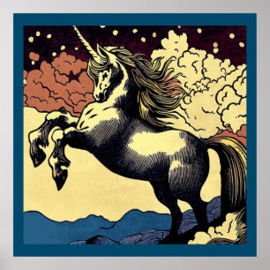 Affiche Imaginaire Unicorne - Bois coupé 4