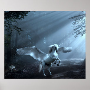 Affiche Imaginaire Unicorne en forêt