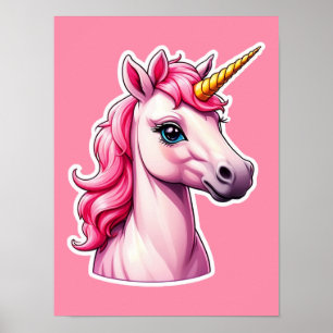 Affiche Imaginaire Unicorne rose