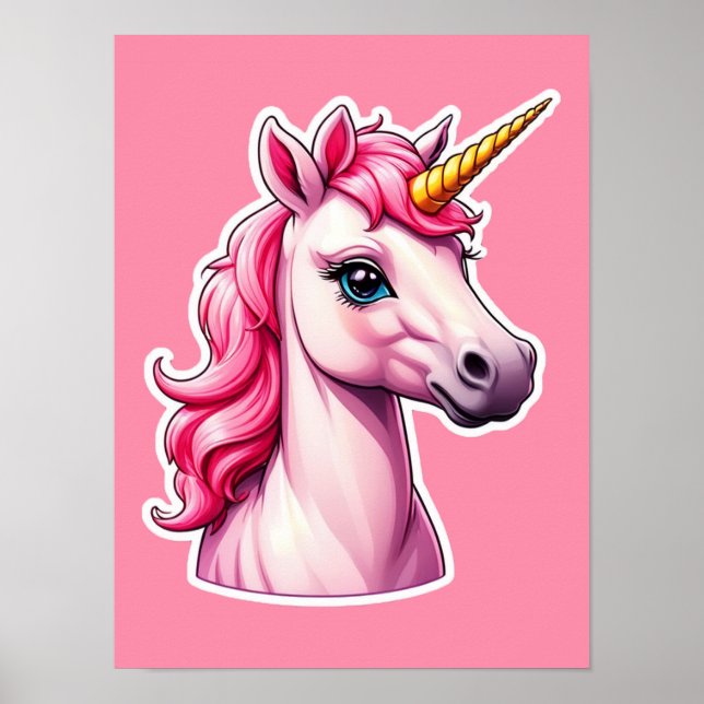 Affiche Imaginaire Unicorne rose (Devant)