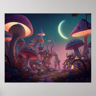 Affiche Imaginaire Ville de Champignons