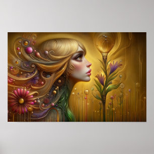 Affiche Imaginaire Whimsical Floral Female autrement monde