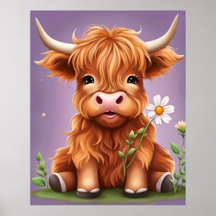Affiche Imaginaire Whimsical mignon Scottish Highland Cow