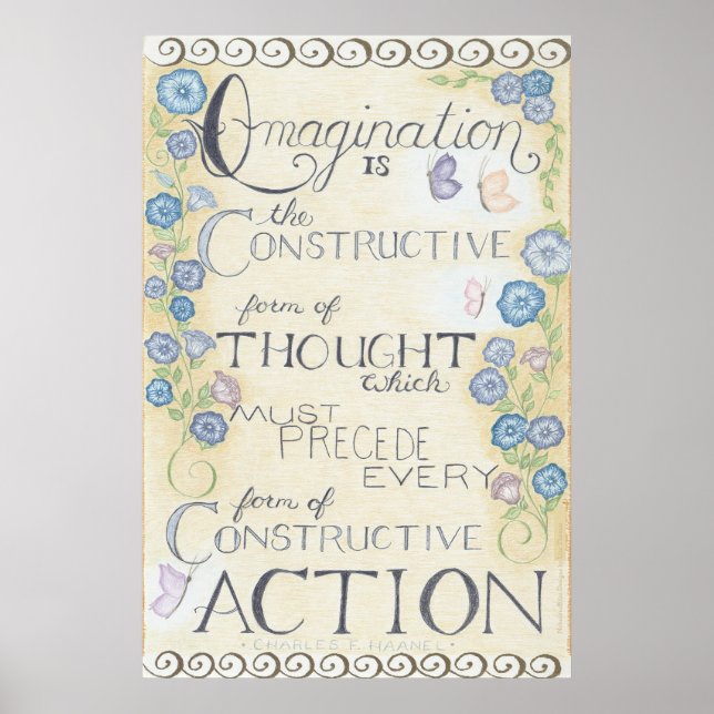 Affiche Imagination - Citation de Charles Haanel sur l'art (Devant)