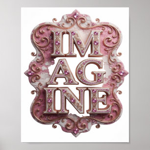 Affiche IMAGINE T-shirt personnalisée rose tendance