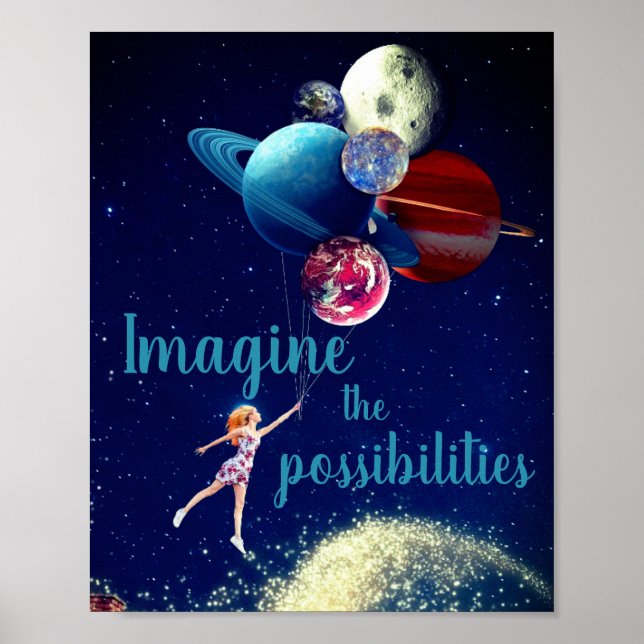 Affiche Imaginez les possibilités Girl Galaxy Space Dreams (Devant)