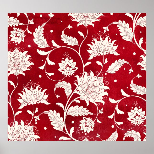 Affiche Imitation porcelaine chinoise : peinture florale (Devant)