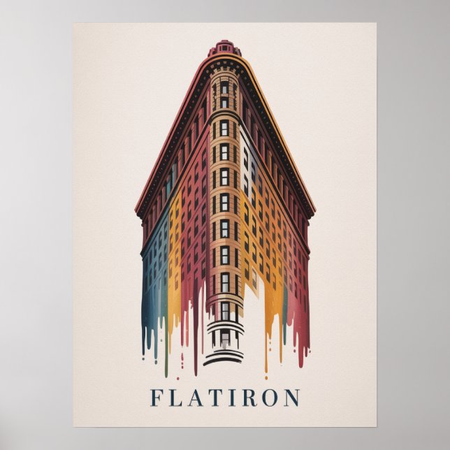 Affiche Immeuble Flatiron de style dripping (Devant)