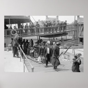 Affiche Immigrants Arrivés à Ellis Island, début des année
