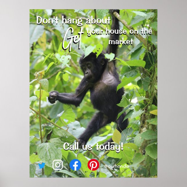 Affiche Immobilier amusant Ne pas accrocher à la carte pos (Devant)