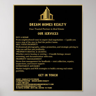Affiche Immobilier Noir & Or 