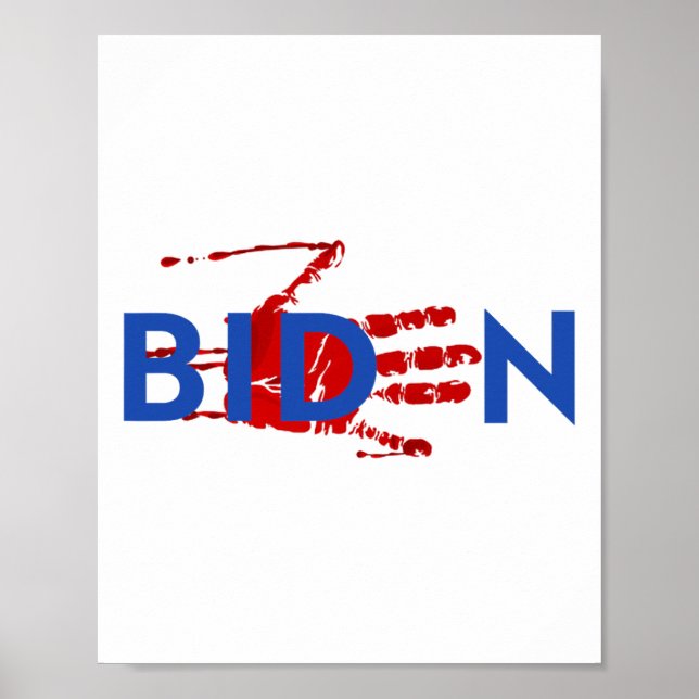 Affiche Impeach Biden Squelette sanglant main Halloween (Devant)
