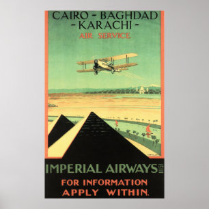 Affiche IMPERIAL AIRWAYS Air Service Retro Airlines Affich