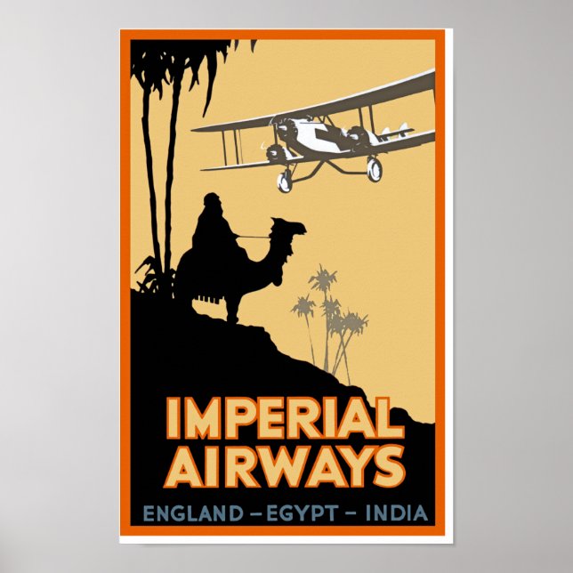 Affiche Imperial Airways ~ Angleterre - Égypte - Inde (Devant)