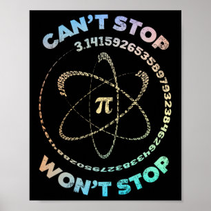 Affiche Impossible d'arrêter Pi Wont Arrêter Pi Day Retro